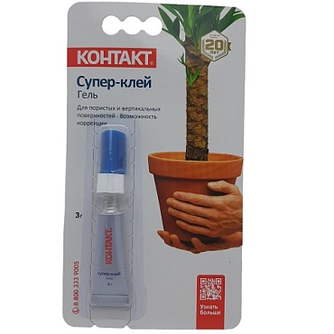 082 Клей-супер "Контакт", ГЕЛЬ, (3г) (12шт на карте)
