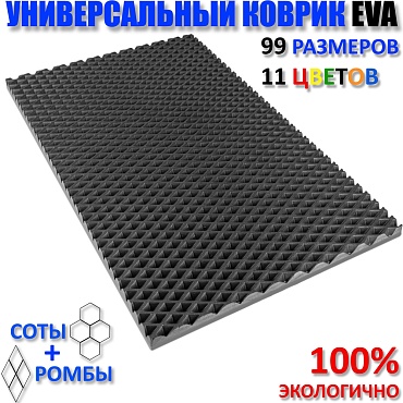 Коврик ЭВА ячеистый Соты/Ромбы 40х60 серый