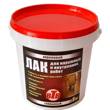 Лак акриловый бесцветный глянцевый "ВТВ" 1кг (1/12)