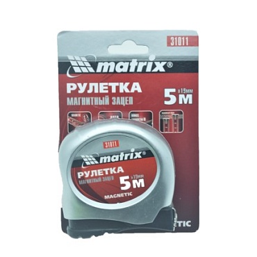 Рулетка Magnetic, 5м х 19мм магнитный зацеп Matrix